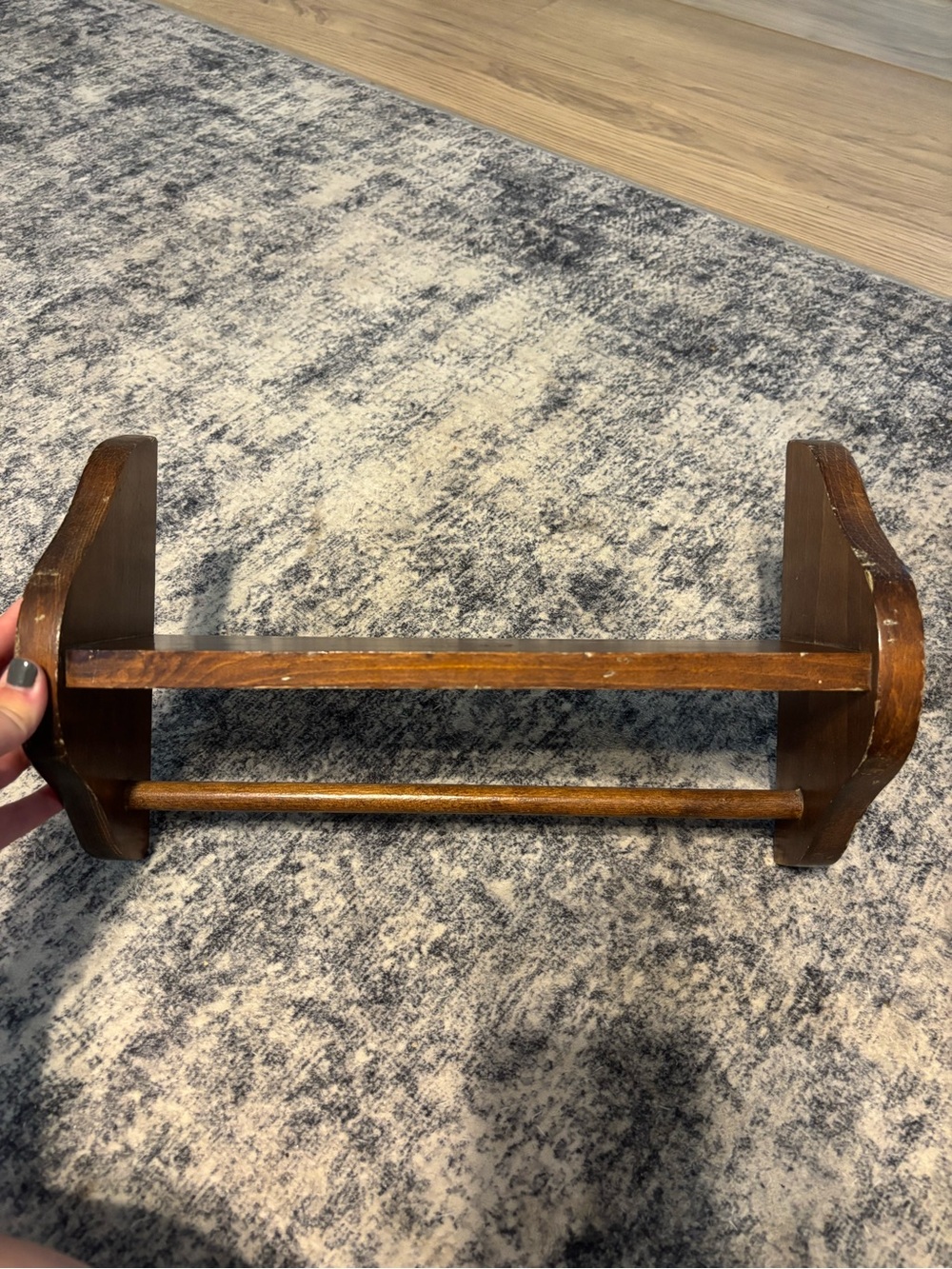 Vintage Classic Mid Century Modern Brown Wooden Wall Shelf Rack Decorative